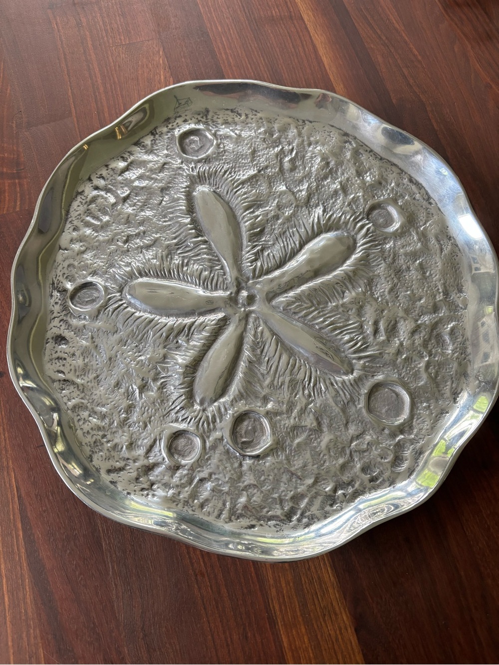 Wilton Armetale   Silver Sand Dollar Decorative Tray